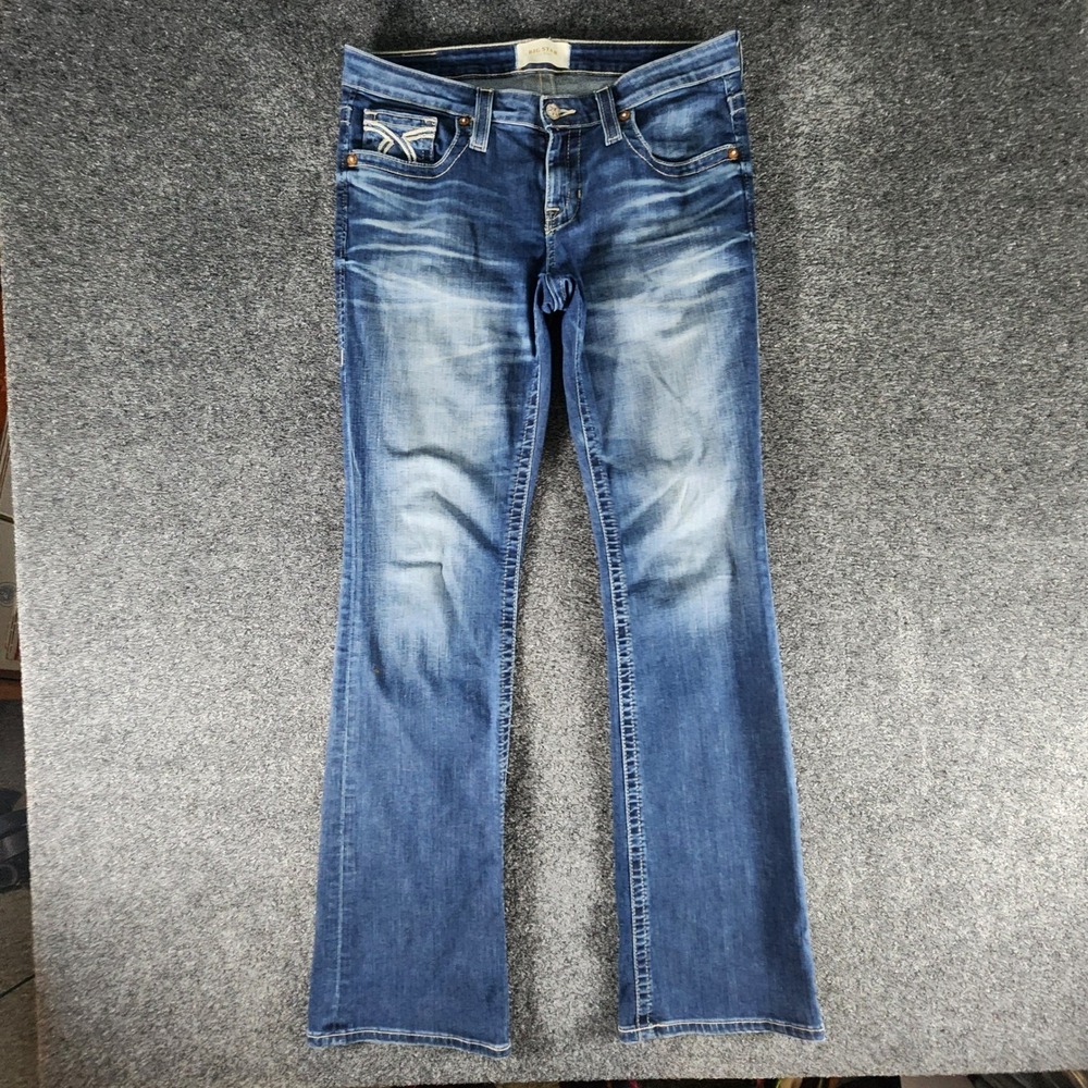 Big Star Liv Bootcut Jeans Womens  Medium Wash Stretch Denim Embroidered 32x33